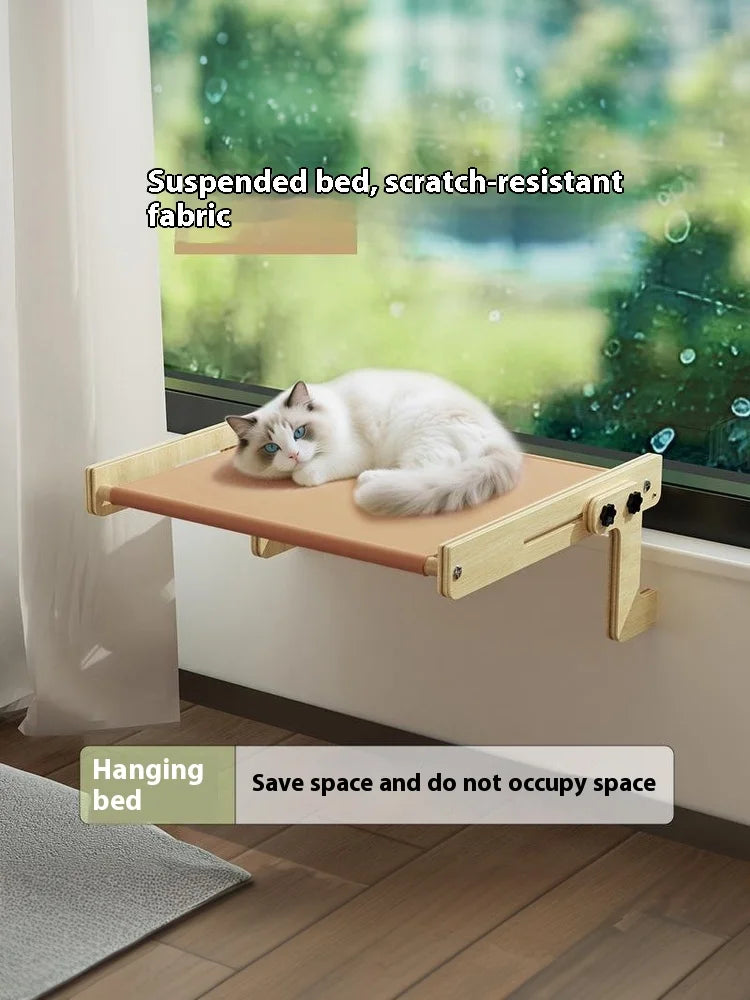 〔HM4〕Wood Cat Bed Space Capsule Cat House Cat Hammock Cat Window Bed Space Capsule Non Perforated Suspension Hammock Bed
