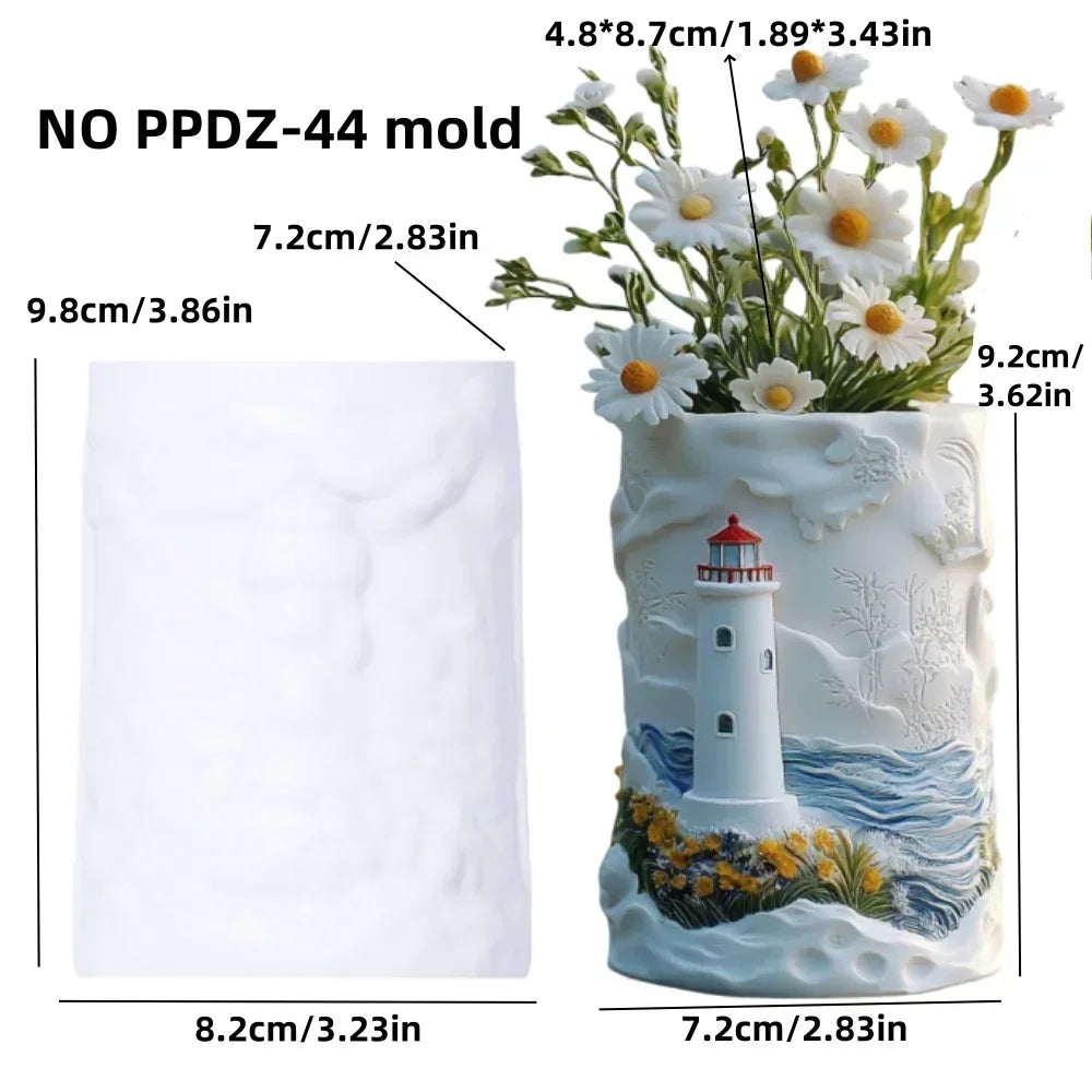 Sea Bay Canyon Relief Succulent Plant Flower Pot Resin Silicone Mold Mountain Range Sea Sunrise Relief Storage Box Gypsum Molds