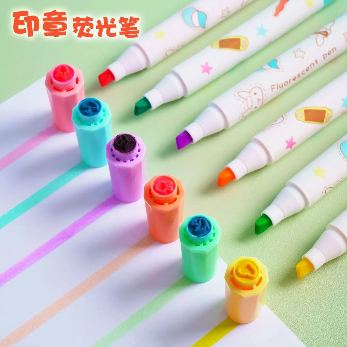 /set Kawaii Heart Stamp Highlighter Cute Candy Colors Drawing