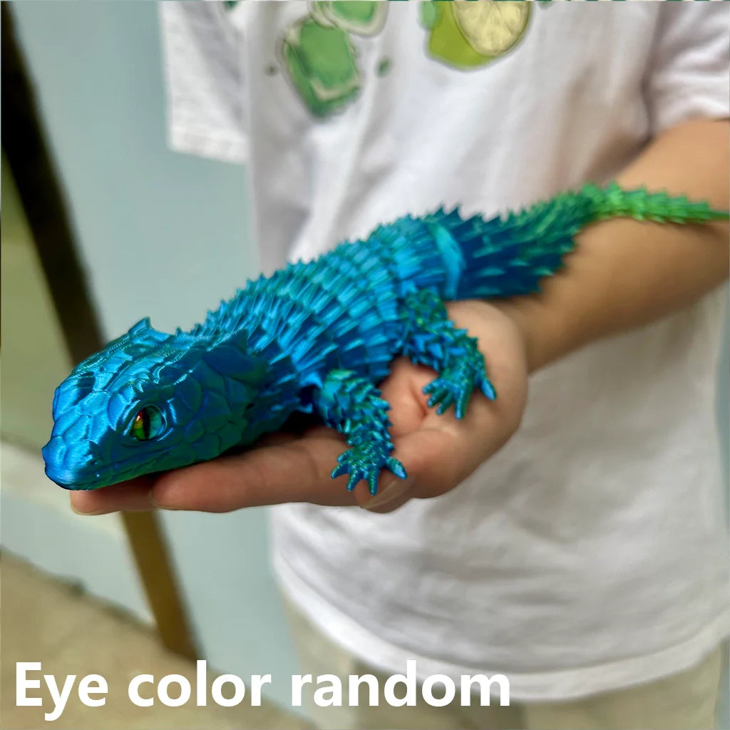 3D Printed Lizard Statue, Flexible 3D Printed Animal, Colorful Figurines Statue, Gifts, 36.5Cm/14.37In, 23.5Cm/9.25In