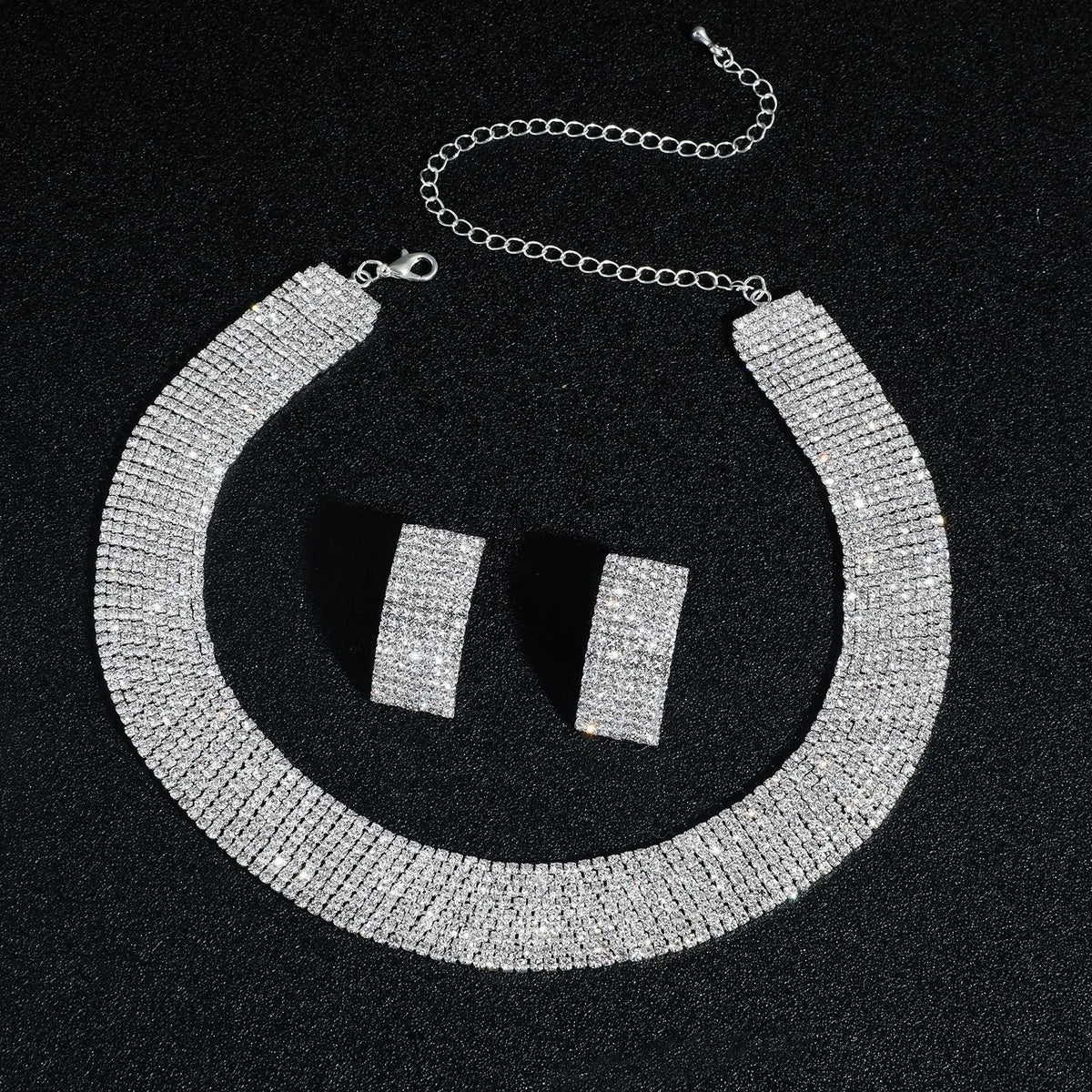 3pcs Women's Jewelry Set Rhinestone Earrings Necklace New Wedding Party Luxury Fashion Accessories-4068