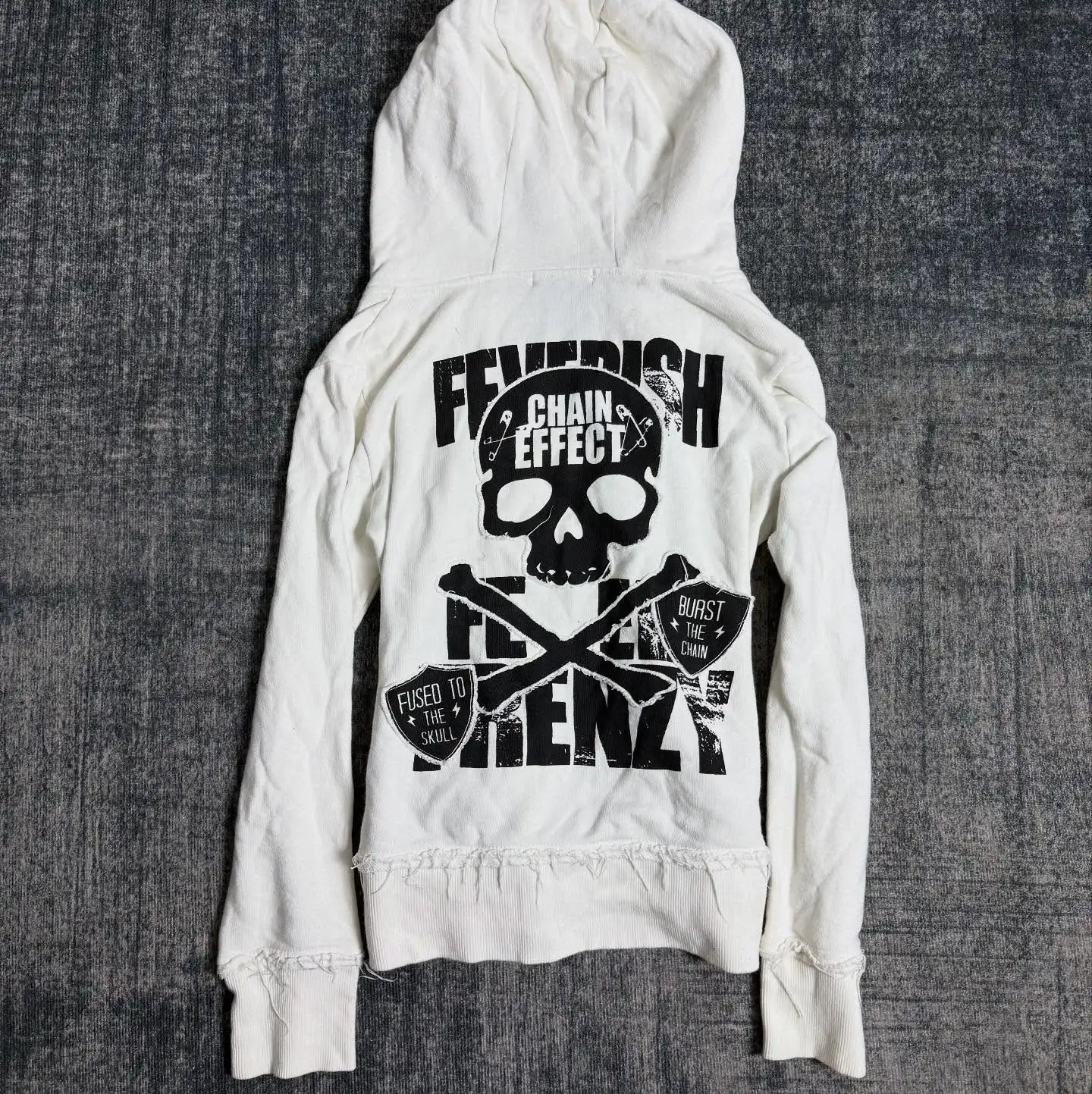 White Womens Autumn Winter Jacket Y2K Gothic Emo Slim Fit Sweatshirt Rivet Zipper Hoodie Harajuku Vintage Skull Graphic Print