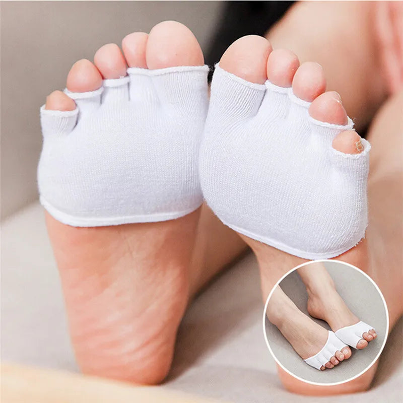 1 Pair Women Five Finger Socks Sweat Absorb Invisible Soft Foot Care Unisex Breathable Forefoot Nursing Toe Socks