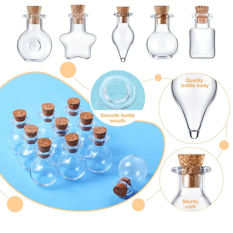 10-50Pcs Mini Glass Wishing Bottle With Cork Stoppers Clear Drifting Small Wishing Bottles For Wedding Party Home Decor Supplies