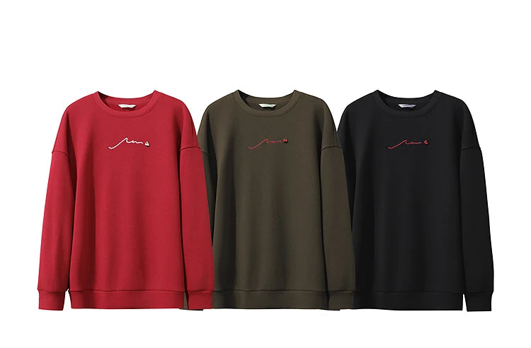 Amii Woman Sweatshirts 2025 Winter New Loose Warm Long Sleeve Female Sweatshirt Embroidery Pullover O-Neck Top Female 12524025