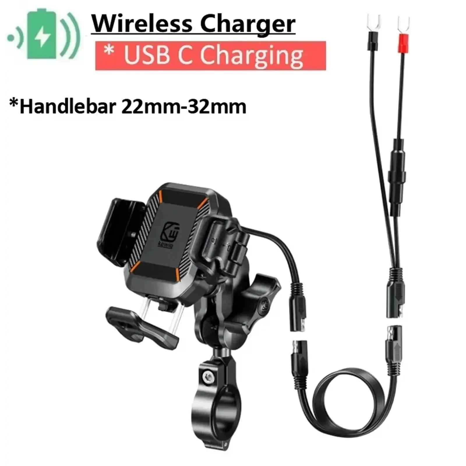 Motorcycle Phone Holder Mount 15W Wireless Charger and 36W USB C Fast Charging Port, Motorcycle Bicycle Phone Holder
