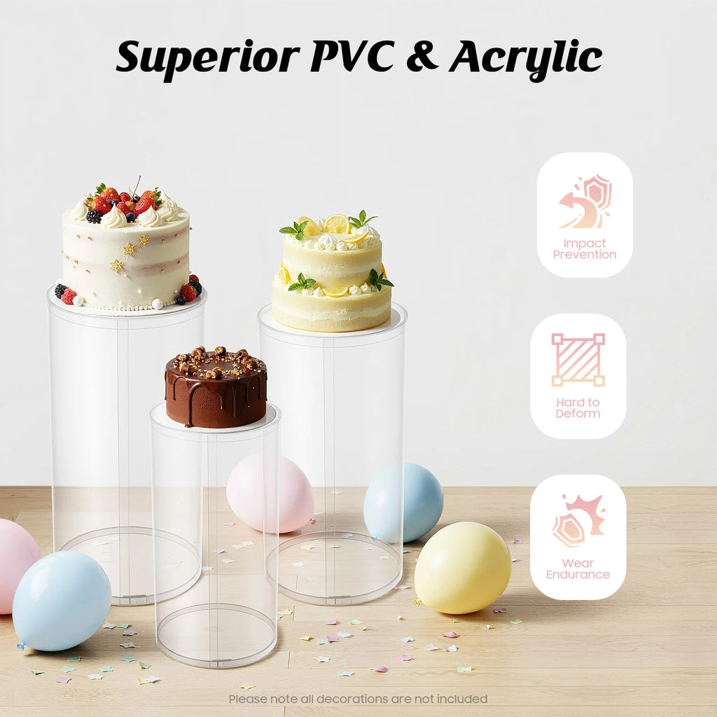 Metal Cylinder Pedestal Cake Display Set, 3 Piece