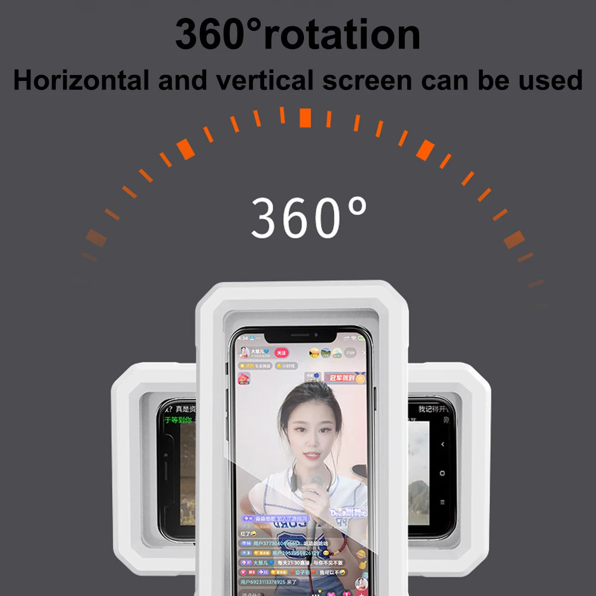 Adjustable Waterproof Shower Phone Holder 360 Degree Rotation Wall Mirror Mount Mobile Phone Holder for Bathroom Bathtub Kitchen