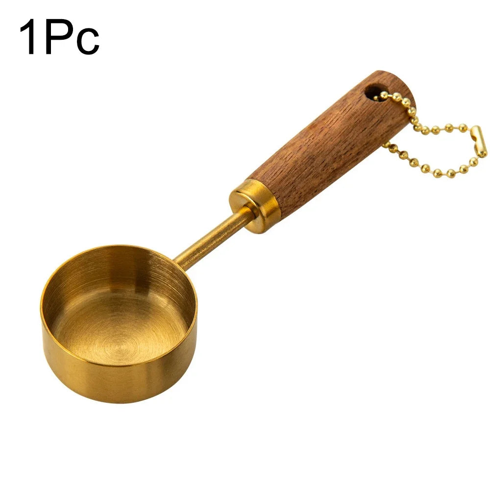 1/4Pcs Stainless Steel Measuring Cups and Spoons Set with Wooden Handles Multifunctional Baking Tool for Cooking and Baking