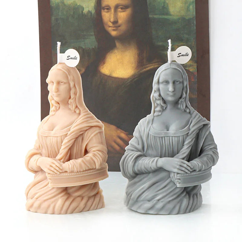 DIY Smiling Mona Lisa Candle Silicone Mold Art Abstract Female Bust Sculpture Gypsum Candle Making Resin Mould Craft Home Decor