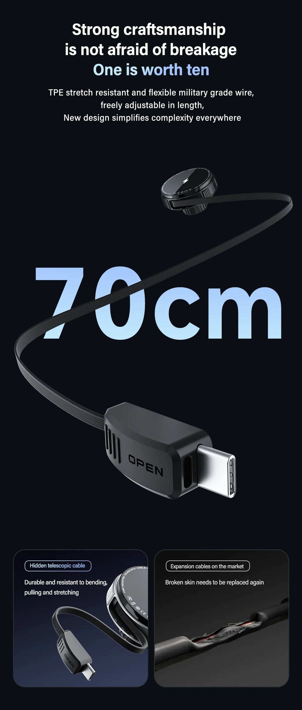 N52 Magnetic Car Wireless Charger Retractable USB C Cable Phone Cooling Holder For Magsafe iPhone 16 15 14 Pro Max Fast Charging