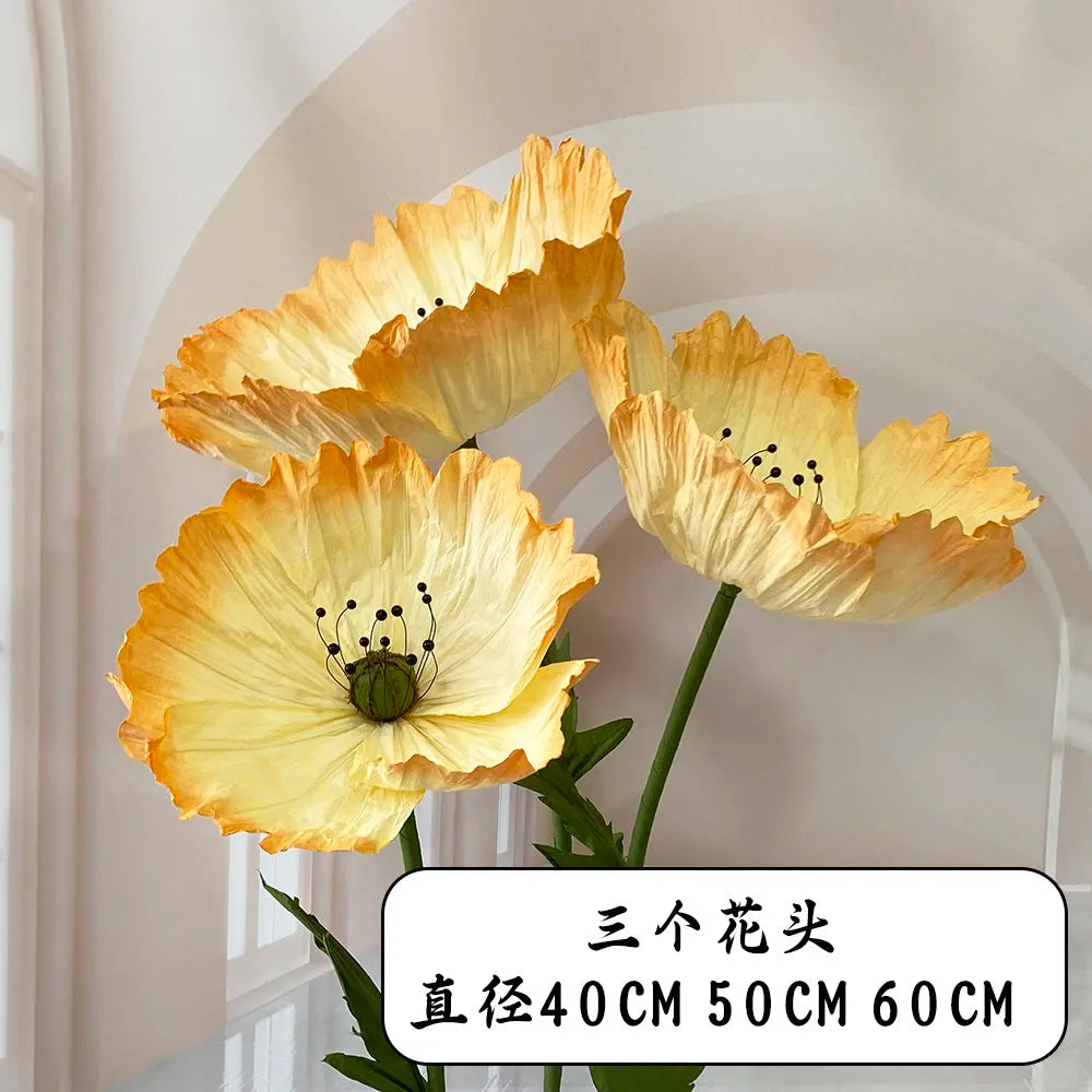 Wedding Props Artificial Giant Poppy Paper Flower Wedding Road Guide Floral Birthday Party Backdrop Decor Stage Window Display