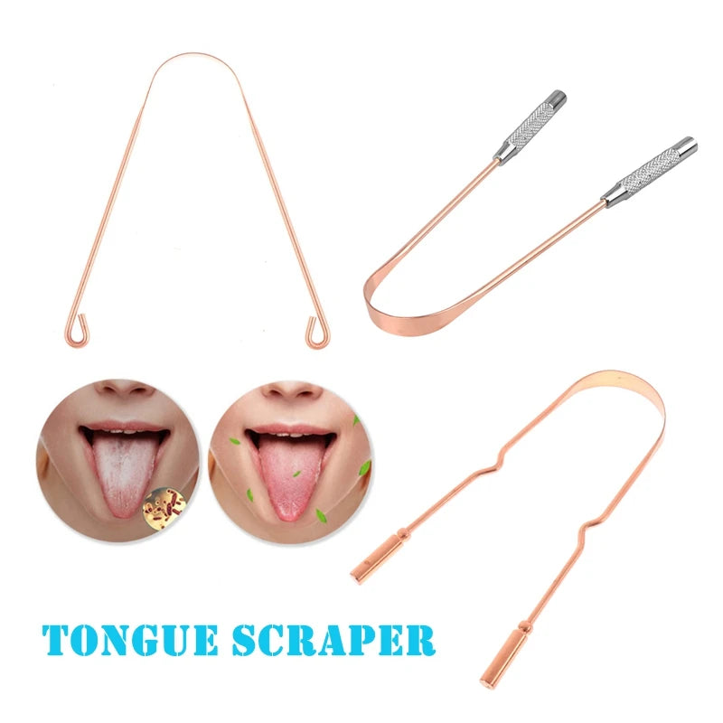 ●1PCS Copper Tongue Scraper Men Women Toothbrush Dental Oral