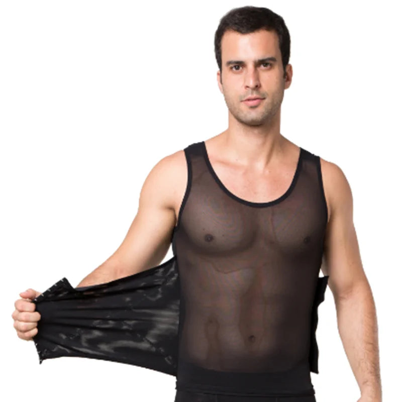 Men's Breathable Compression Tummy Control Undershirt Slimming Body Shaper Sleeveless Tank Top Shaping Spring/Summer Sweatshirt
