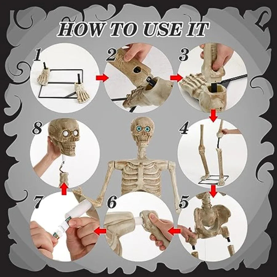 Life-Size Posable LED Skeleton Yard Prop