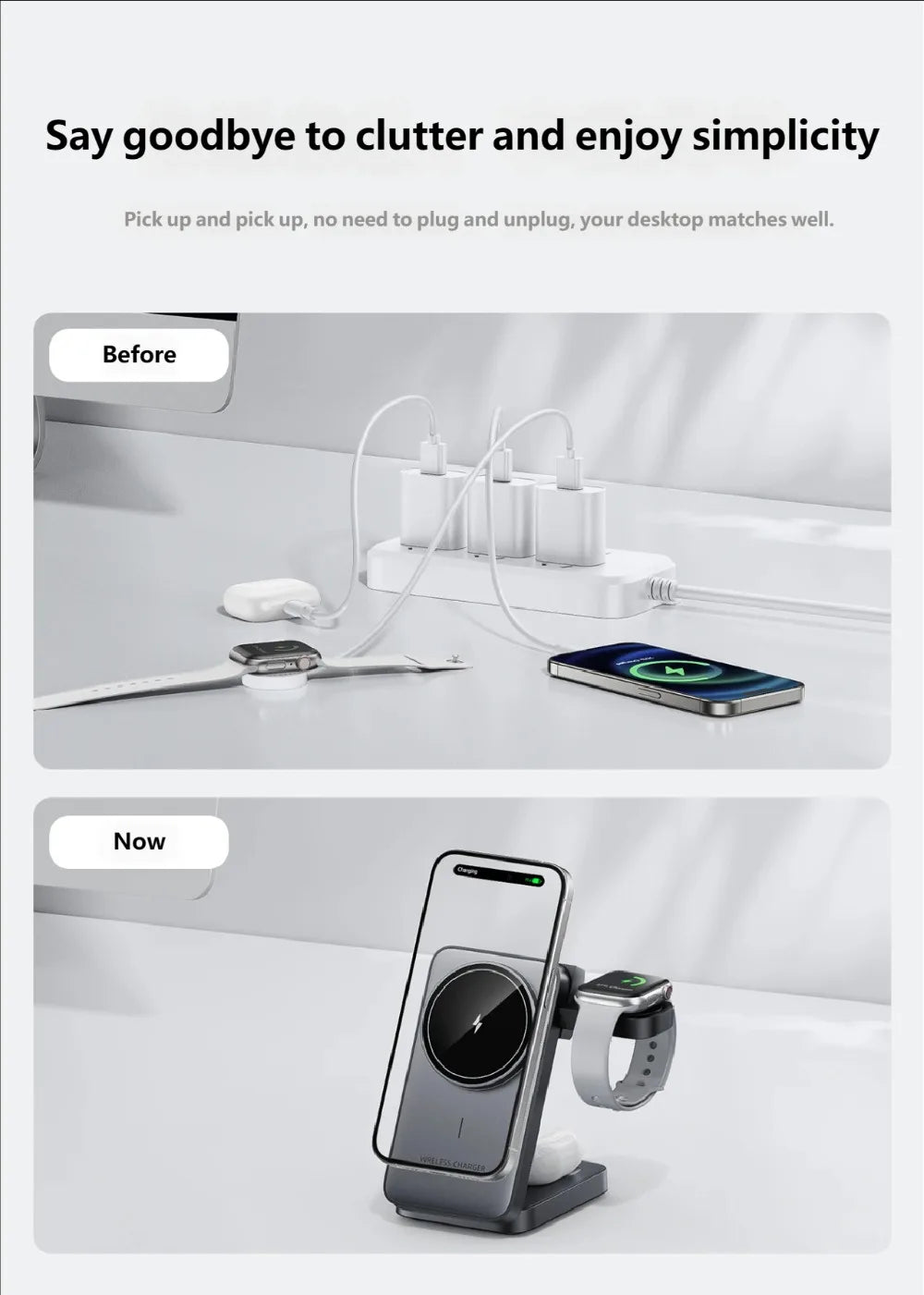 3 in 1 Travel Magnetic Wireless Charger Dock For Magsafe iPhone 17 16 15 Pro Max 14 13 12 iWatch 11-2 Airpods Pro Fast Charging