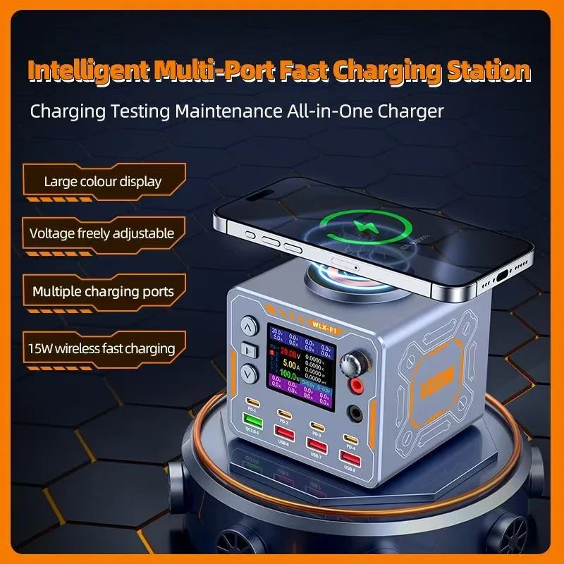 WLX-F1 140W Multi port PD QC3.0 fast charging wireless charger 0-12V Adjustable DC power supply for Phone laptop repair tools