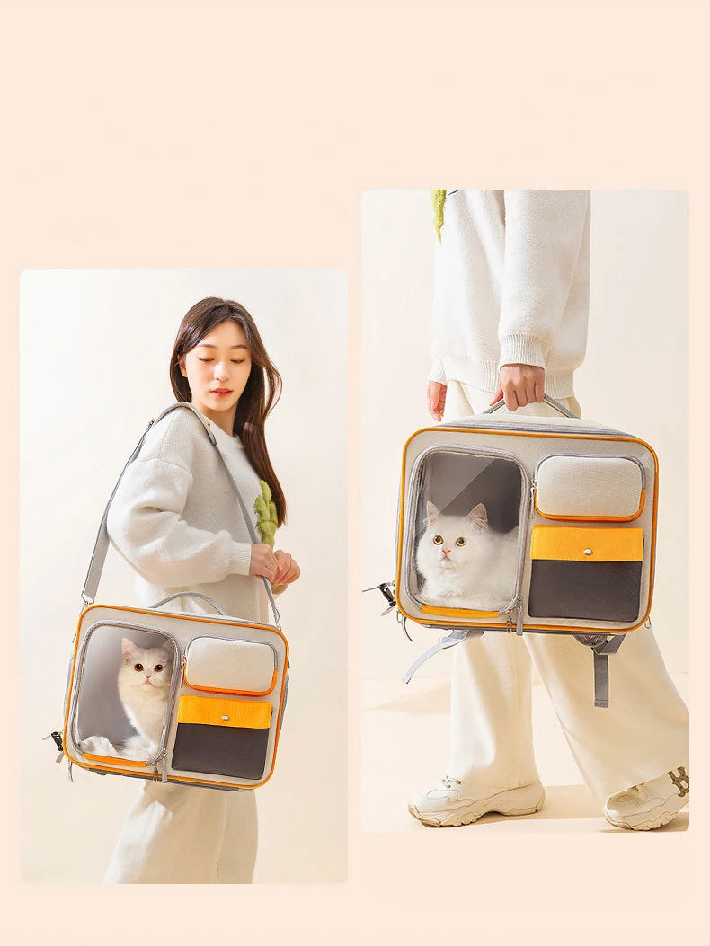 cat bag Cats Backpack transporter for cats Double shoulder pet backpack, crossbody bag,15KG can withstand weight,large space