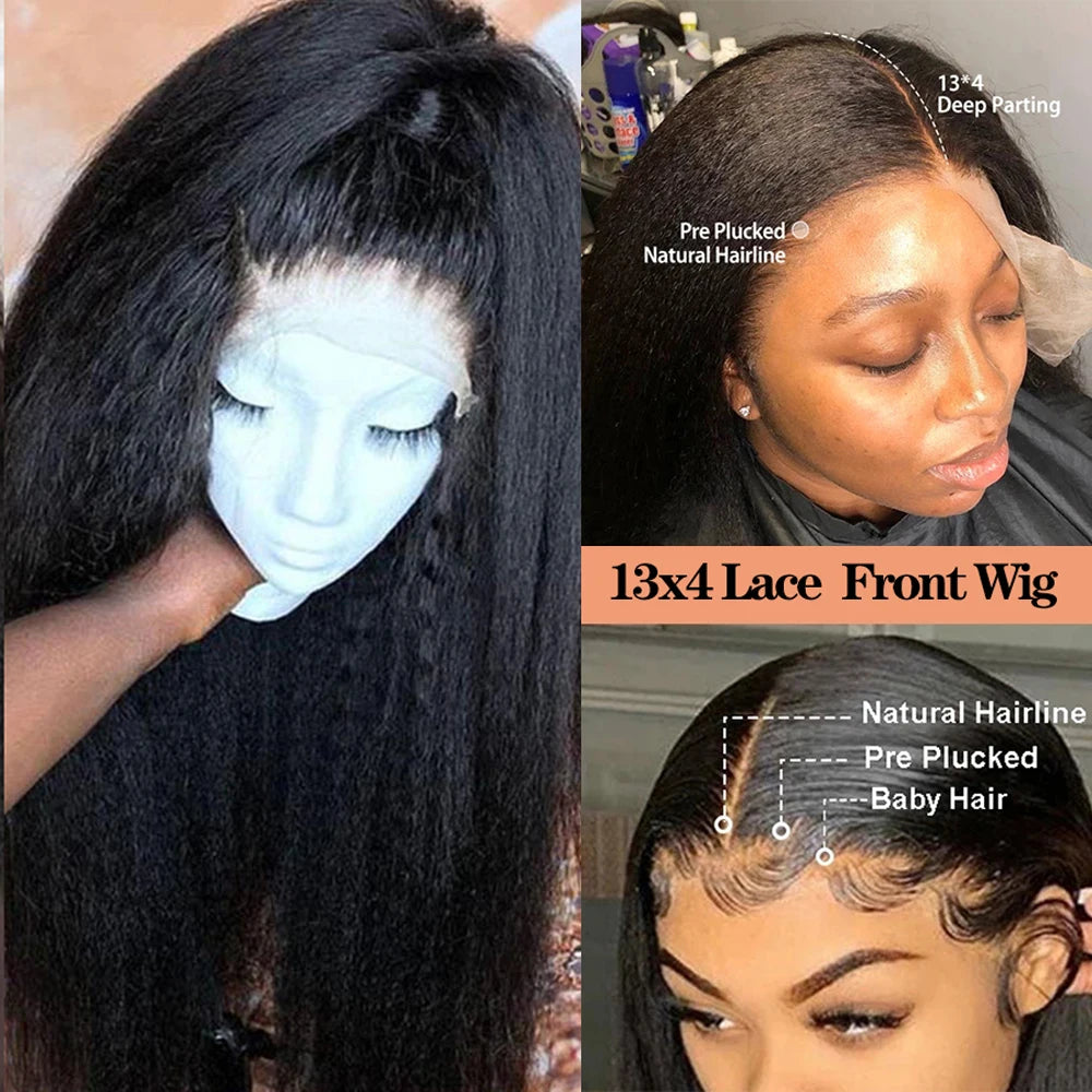 Kinky Straight Glueless Lace Front Wig
