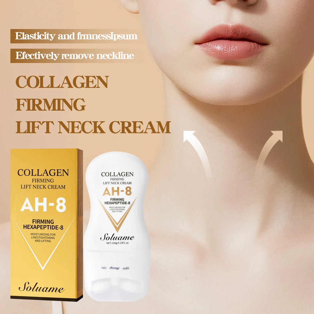 Firming&Lifting Collagen Neck Cream Moisturizing Neck Lotion with Massage Roller Easily Absorbed, Massages Neck Skin Care