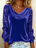 Golden Velvet Sequin Patchwork Top