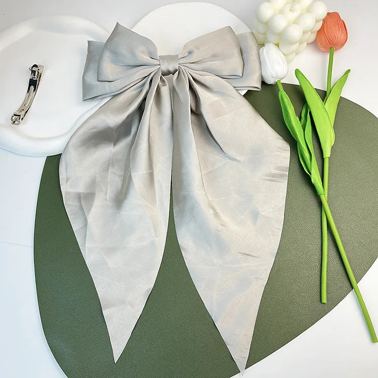 30 Solid Elegant Satin Bow Hairpin Women Girls Spring Hair Clips Headwear Ponytail Hairclips Barrettes Girls Hair Accessories