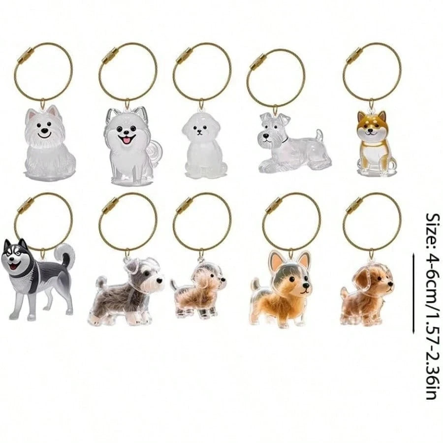 Transparent Dog Hair Storage Container Adorable Pet Keepsake Capsule Pendant With Key Ring for Pet Lovers DIY Memorial Keychain
