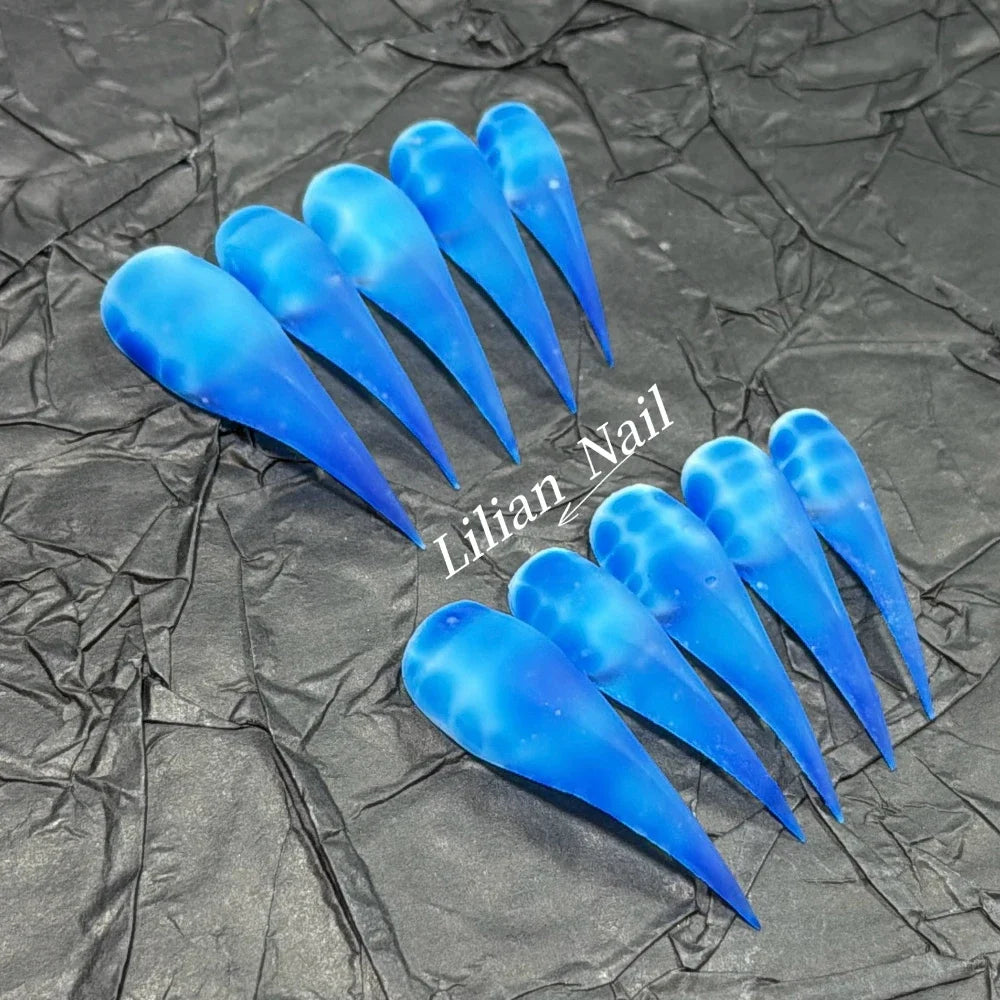 10Pcs Spice Girl Colorful Handmade Full Cover False Nail Y2K Long Dragon Shape Claw Cat Eyes Gradients Reusable Press On Nails