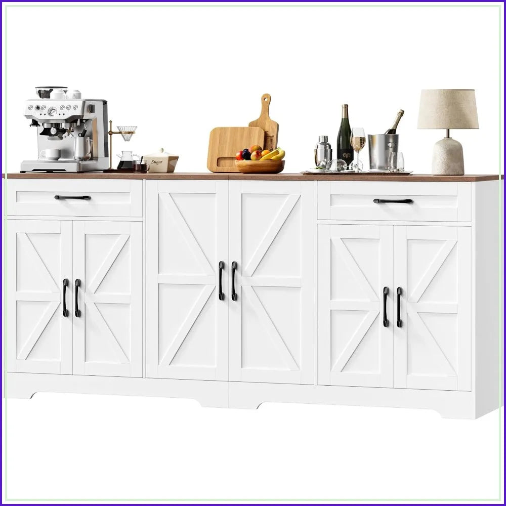 Large Kitchen Buffet Cabinet with Adjustable Shelves Storage Sideboard