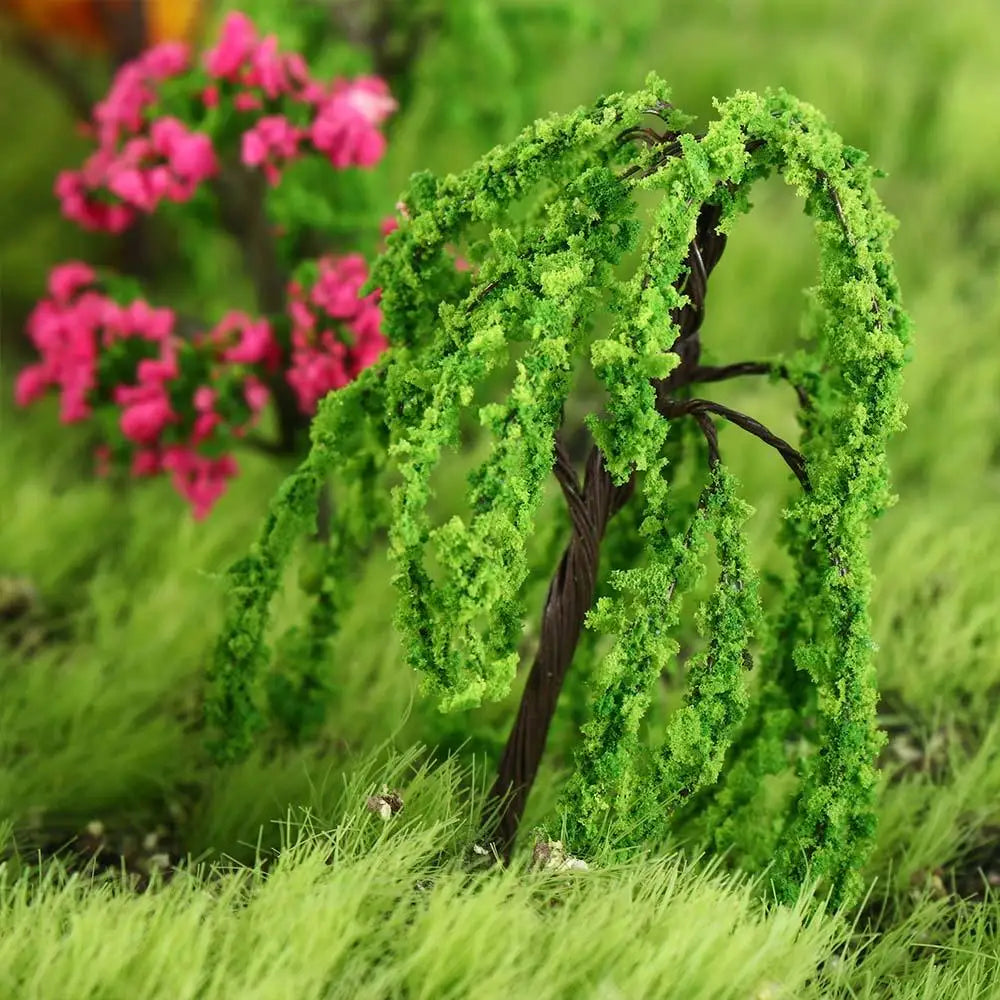 Durable Plastic Sakura Miniatures Rural Style Model Simulation Trees Landscape Vivid Micro Landscape