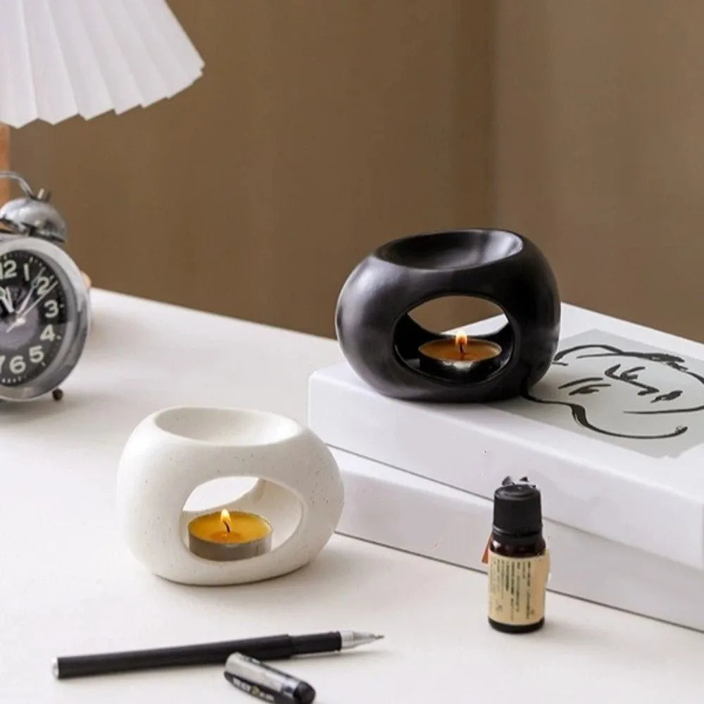Ceramic Essential Oil Burner Minimalist Modern Aromatherapy Burner Decorative Candle Heating Holder Bedroom