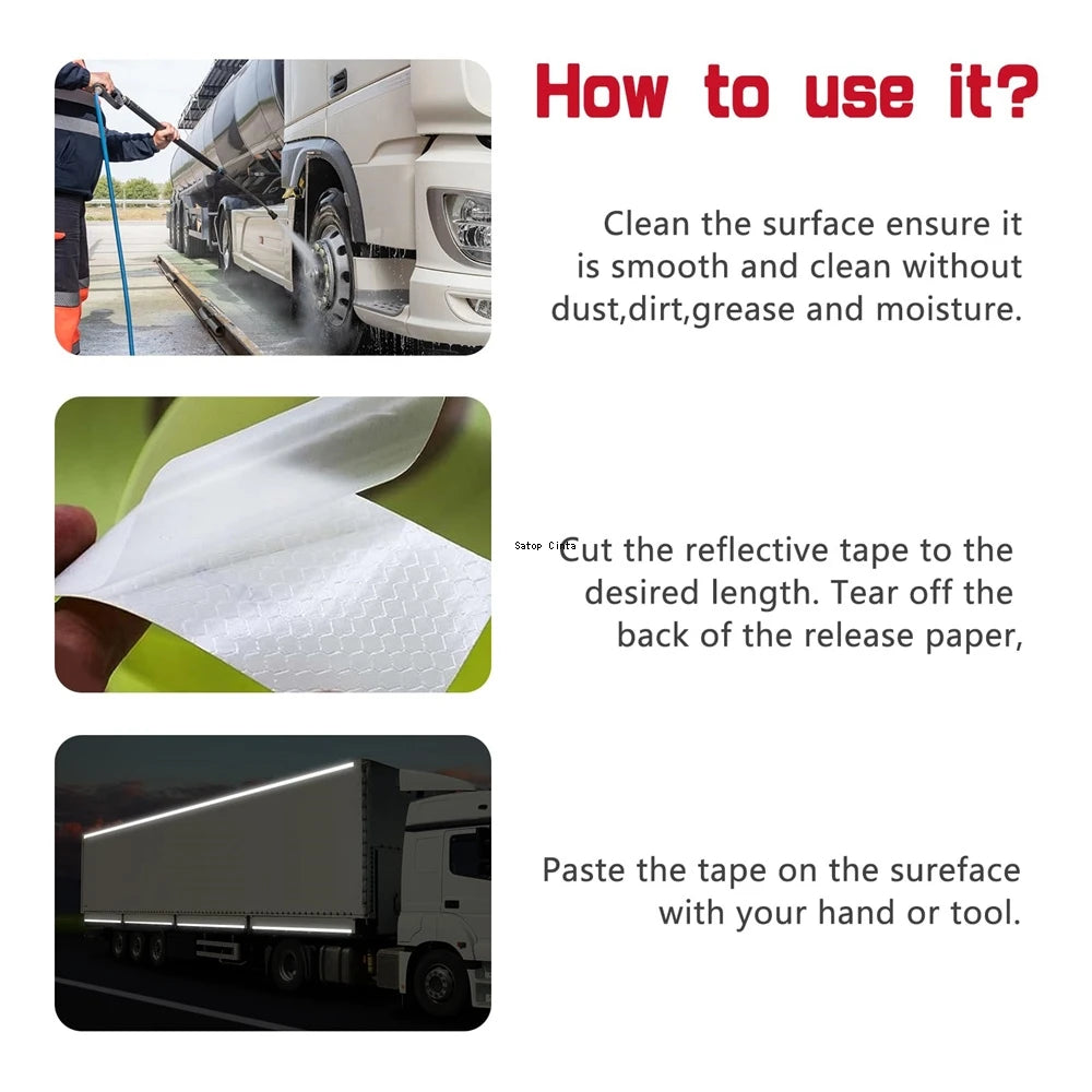 10cm*5M High Reflection PET Micro Prismatic Self Adhesive Reflectors Tapes Waterproof White Reflective Stickers For Trucks Trail