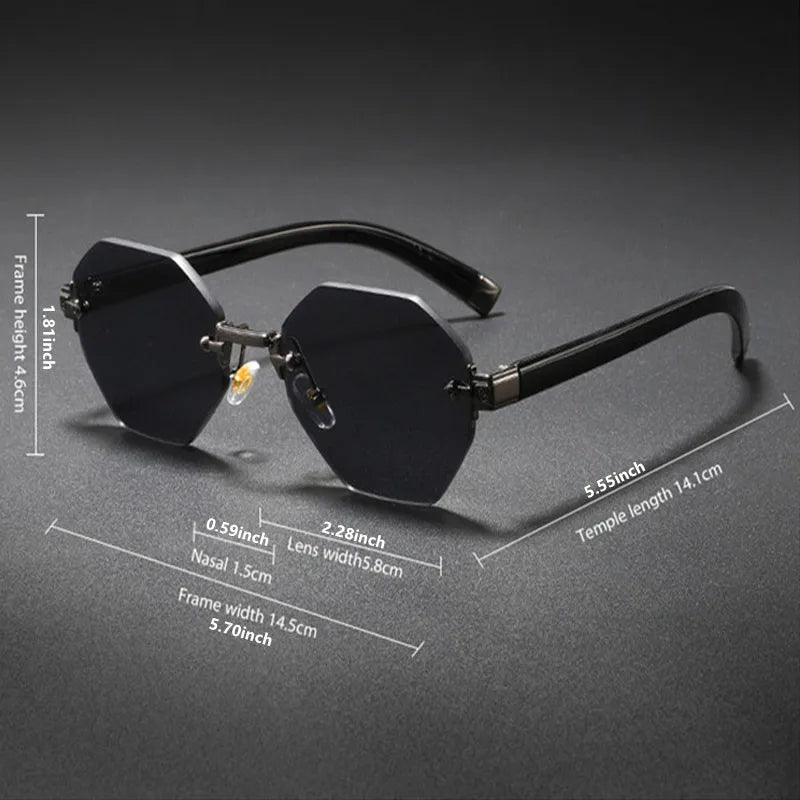 2025New Man Woman Rimless sunnies Gradient UV400 Fashion Trend Fashion Show Sun Glasses