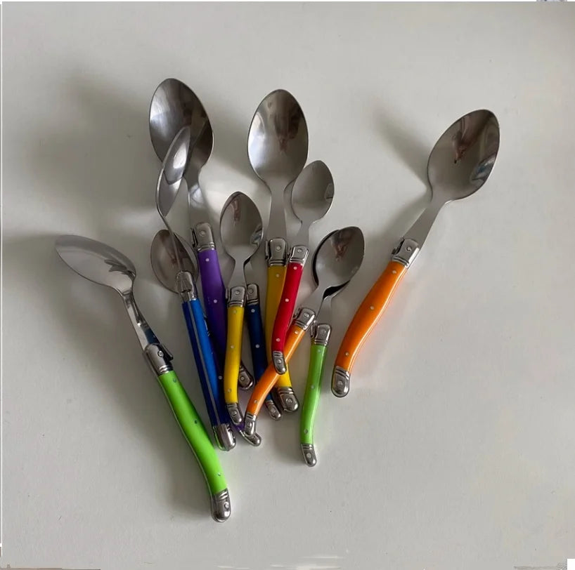 Laguiole Teaspoon set Mini Small Coffee Spoons Ice Tea Spoon Stainless Steel Stirring Dessert Scoop Flatware 6'' 15.5cm 4-10pcs