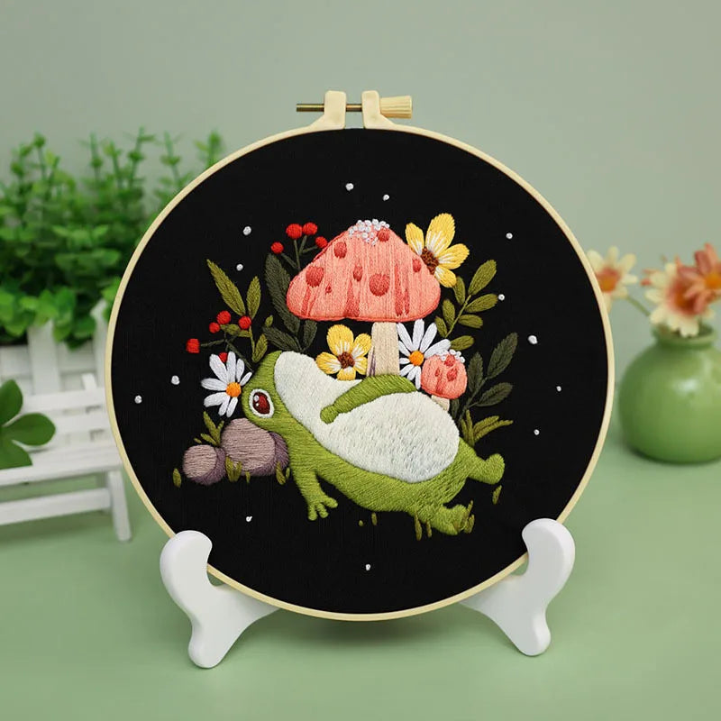 Bird Flower Chinese Wind Embroidery Kit with Instruction Needle Cloth with Pattern for DIY Craft Kit Home Decor