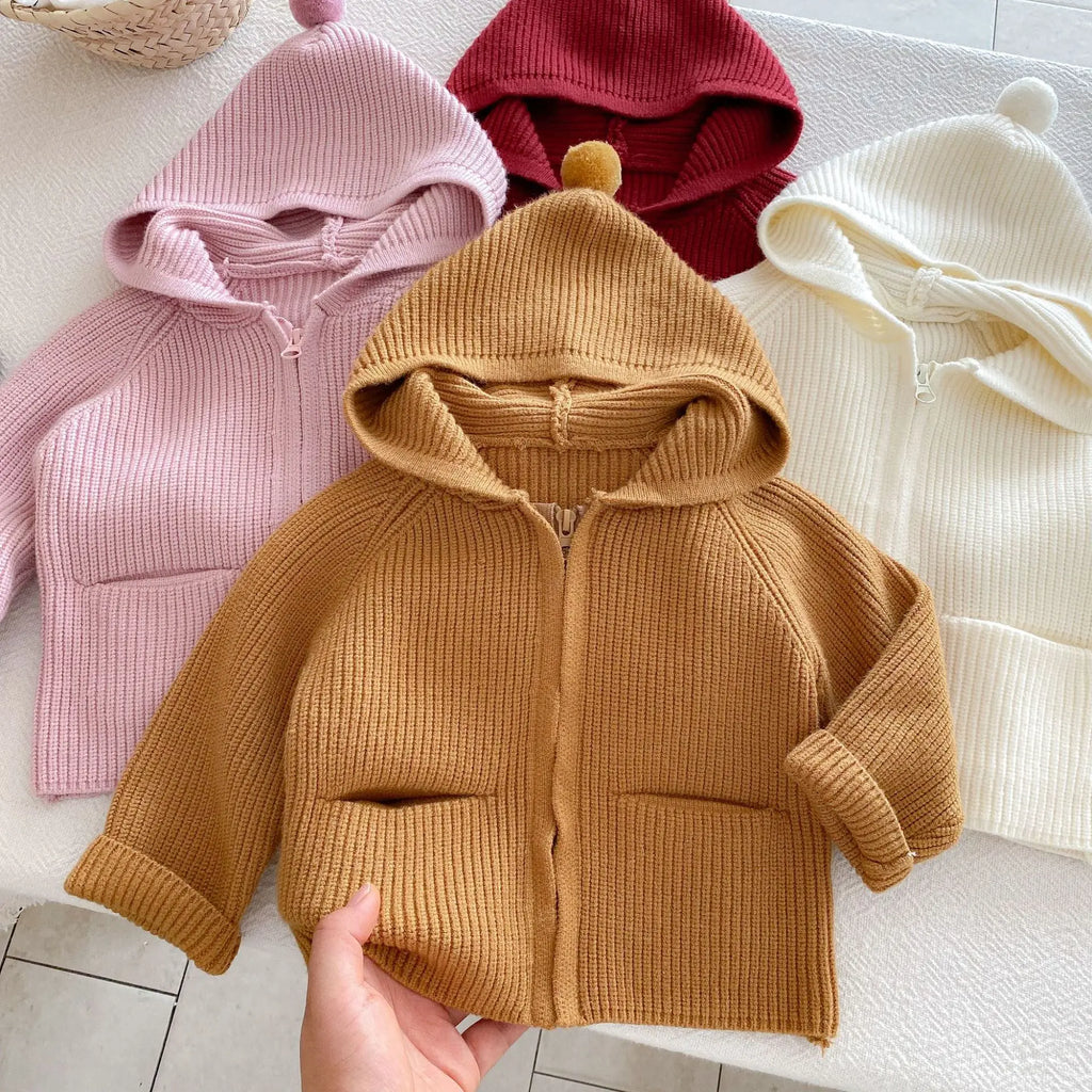 Autumn Baby Girls Hoodie Jacket Kids Sweater Long Sleeve Knitted Cardigan T-Shirt Children Tops Zipper Sweatshirt Child Coat
