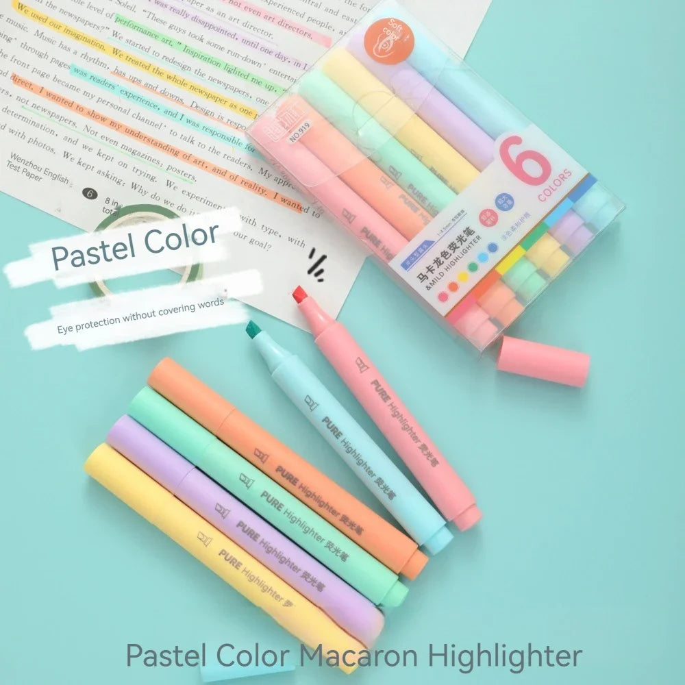 Pastel Highlighter Pen Set, 6 Pack