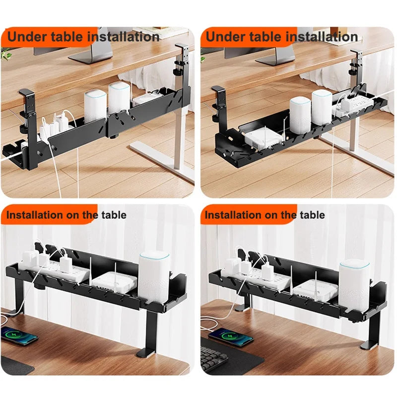 New Multi Functional Shelf Desk Under Table Hanging Metal Cable Holder Kitchen Organizer No-Drill Standing Desk Organizer