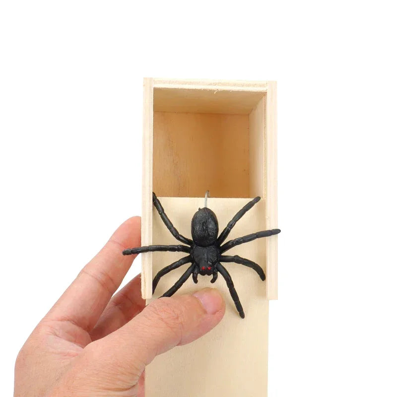1PC New Trick Spider Funny Scare Box Wooden Hidden