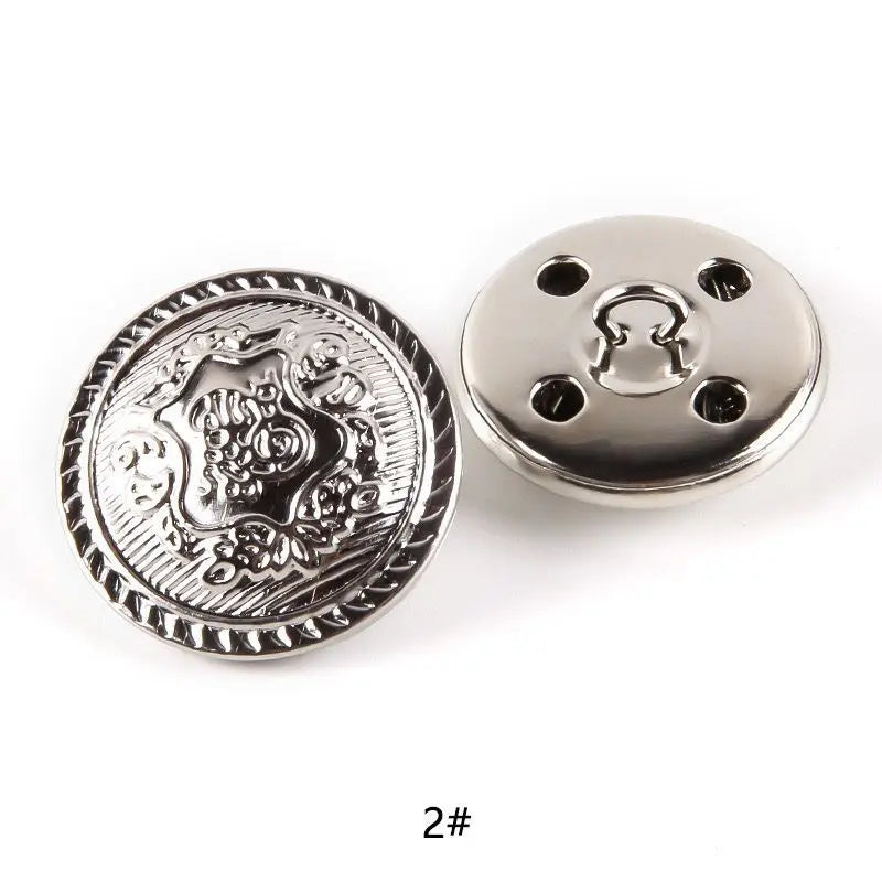 10pcs 15/20/25mm Metal Vintage Coat Suit Uniform Button Retro Copper Buttons Round Shank button DIY Sewing Ornaments