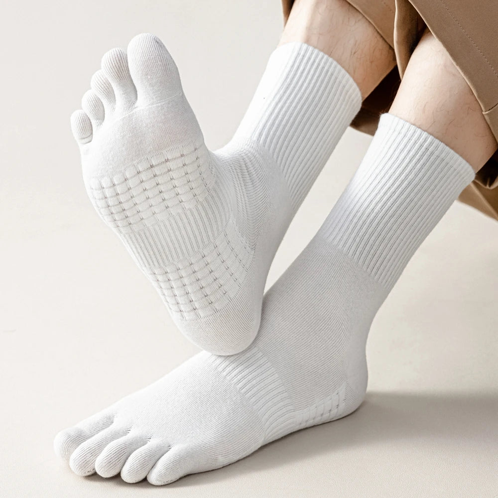 3 Pairs Five Finger Socks Men Anti-slip Sports Athletic Crew Socks Men High Quality Cotton Toe Socks Basketball Middle Tube