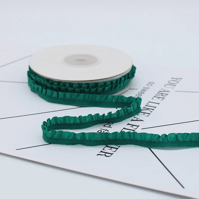 5yards 10mm Lace Elastic Ribbon Nylon Ruffled Pleated Elastic Band For Bra Waist Band Garment Lace Trim DIY Sewing Accessories
