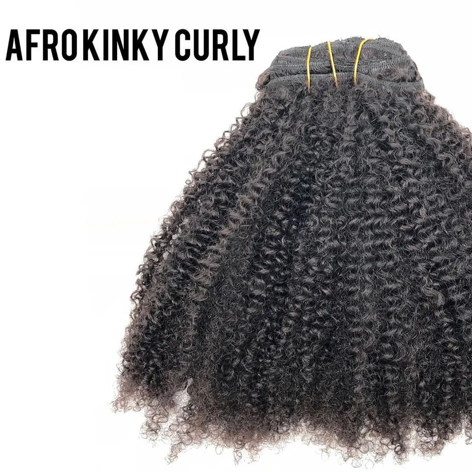 Afro Kinky Curly Clip in Hair Extensions Real Human