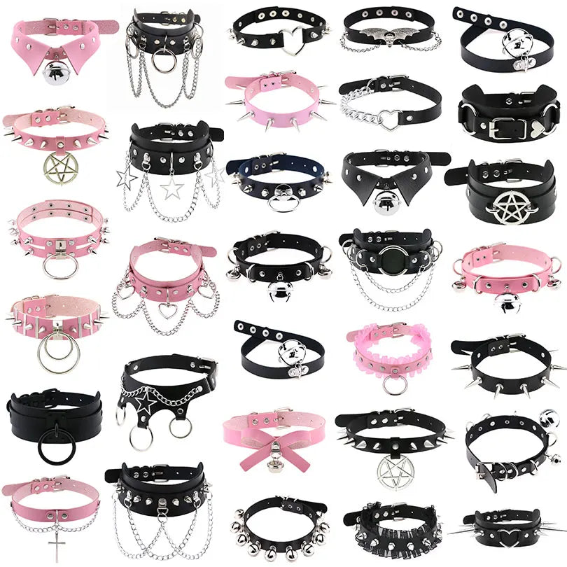 Harajuku Gothic Spike Rivet Star Necklaces Collares Hip Hop Rock