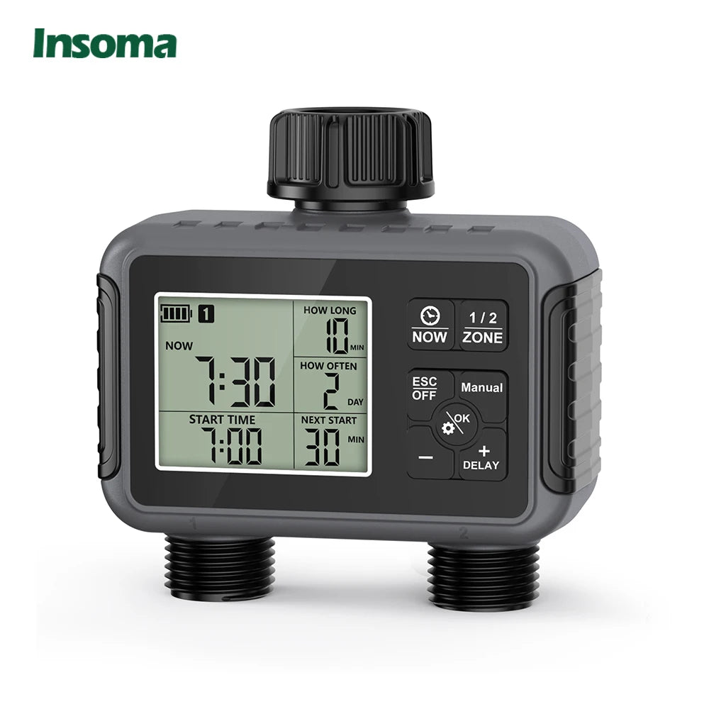 Insoma 2-Zone Sprinkler Timer Programmable Garden Hose Timer Water-Saving