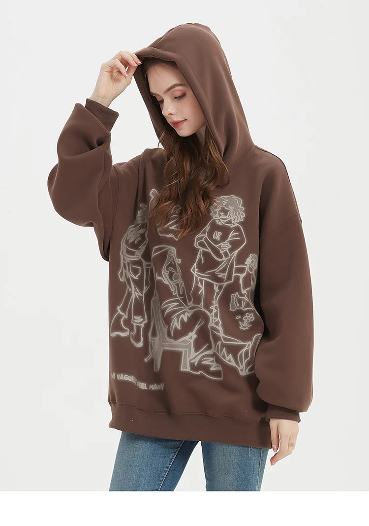 2025 Men Streetwear Pink Hoodie Sweatshirt Funny Cartoon Graphic Hoodie Autumn Harajuku Anime Hooded Pullover Hip Hop Hipster