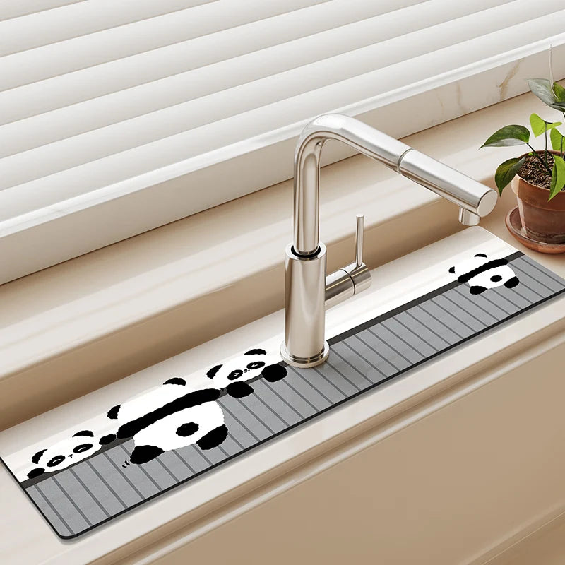 Kitchen Sink Faucet Mat Absorbent Faucet Splash Guard Drain Pad Bathroom Countertop Protector Diatomite Faucet Rug Washable