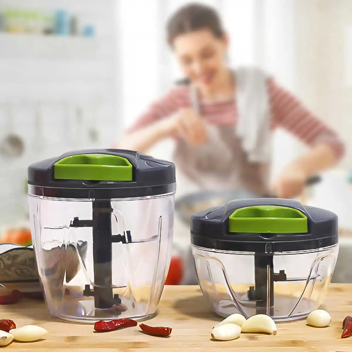 600/1000ml Manual Food Chopper Hand Pull String Vegetable Cutter