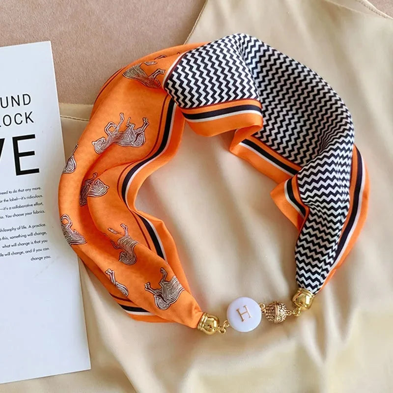 Imitation Silk Scarf Magnetic Buckle Necklace Pendant Wearing Spring and Autumn Cervical Protection for Women