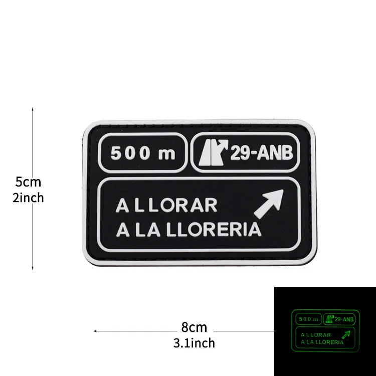 20kg Strength Lifting Barbell 500m A Llorar A Dar Por Patch PVC Emblem With Hook Fastening For Backpack Cap Vest Helmet Uniform